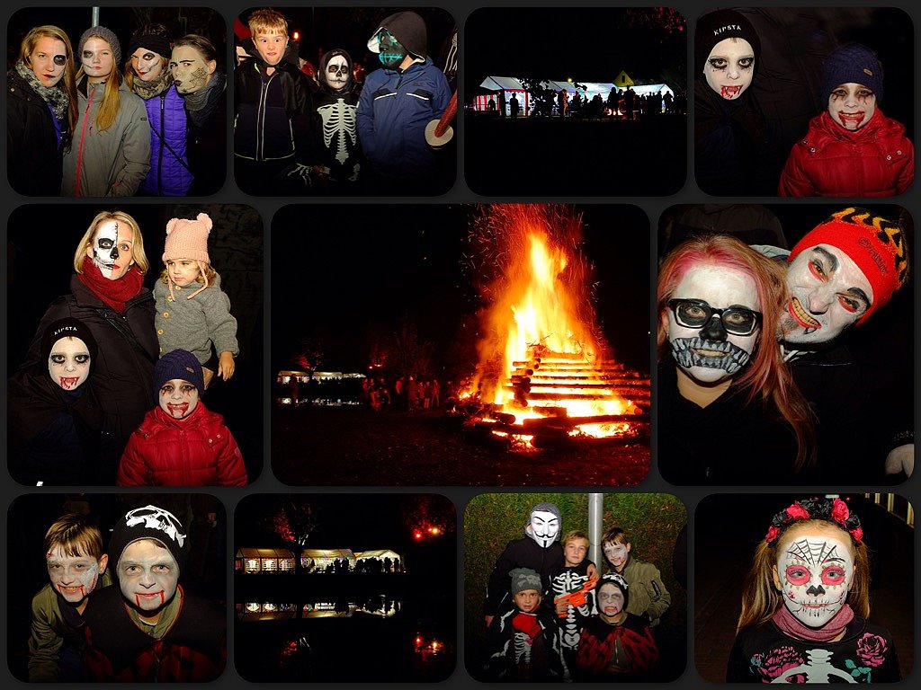 Halloweenfeuer in Sackenbach an der Mainlände