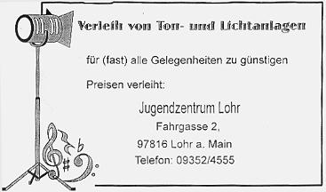 Verleih von Ton und Lichtanlagen