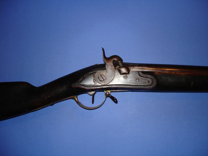 Bayerisches Perkussionsgewehr (Vorderlader) 1866, also von vorne zu laden. Es war dem preuischen Zndnadelgewehr gegenber technisch veraltet.