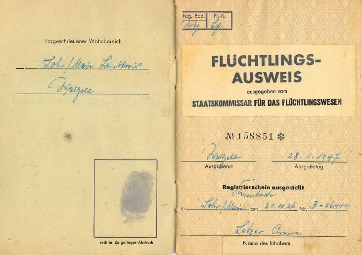 Flchtlingsausweis von Anna Letzer, ausgegeben am 28.1.1947 in Waldzell