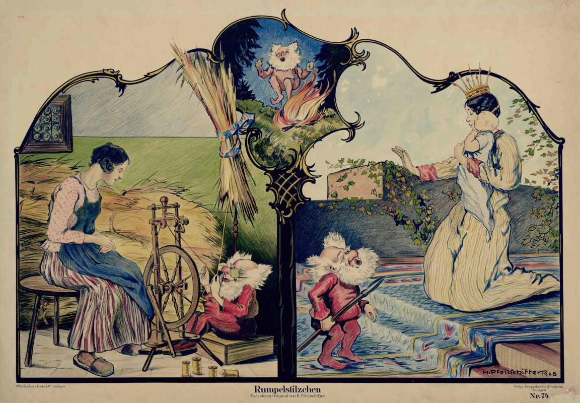 „Rumpelstilzchen“, Schulwandbild  aus dem Jahr 1928, Verlag Der praktische Schulmann