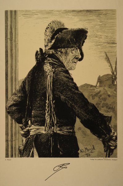 Friedrich der Groe; Schulwandbild aus dem Jahr 1933 nach einem Holzschnitt von Adolf von Menzel 1878. (Foto: Udo Kleinfelder, Lohr)