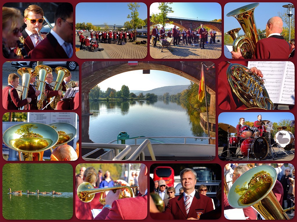 Platzkonzert der StadtkapelleLohr a. Main am Schiffsanleger an der Mainlnde in Lohr a. Main