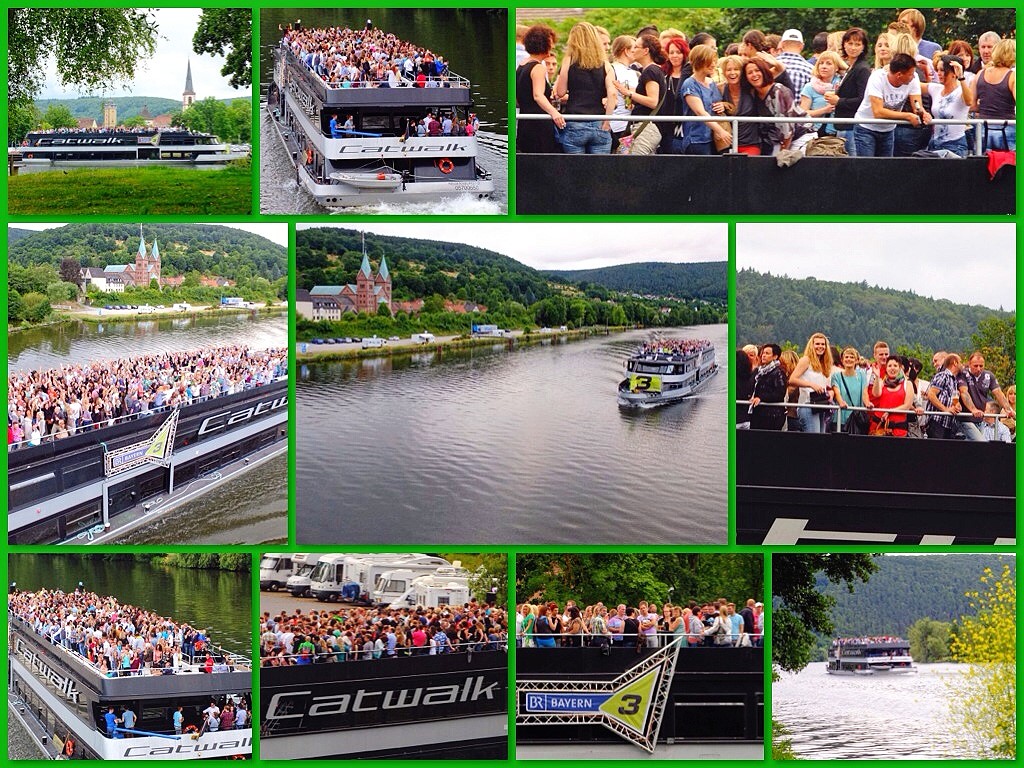 Das Bayern3 Partyschiff 2014 unterwegs in Lohr a. Main