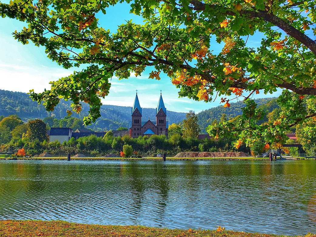 Blick ber den Main von Erlach nach Neustadt a. Main