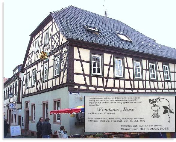 Das Weinhaus Rose am Anfang der Lohrer Fussgängerzone