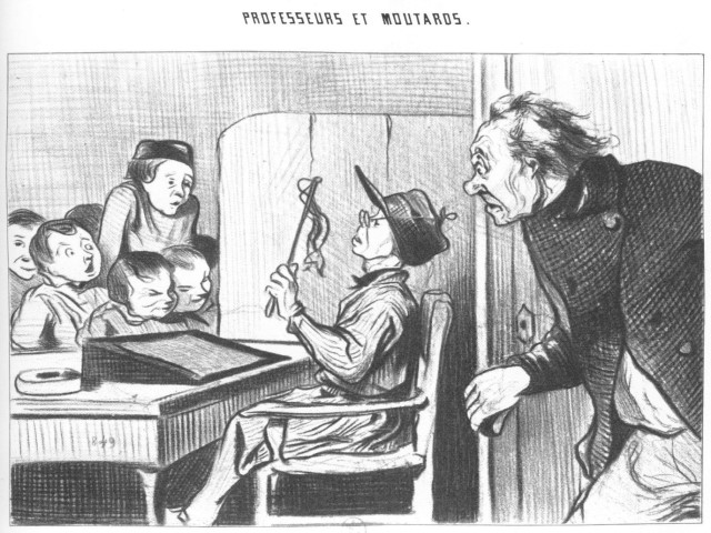 Warte, ich werde dir den Lehrer schon zeigen! Litho um 1850