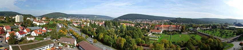 Blick von der Drehleiter auf Lohr a. Main