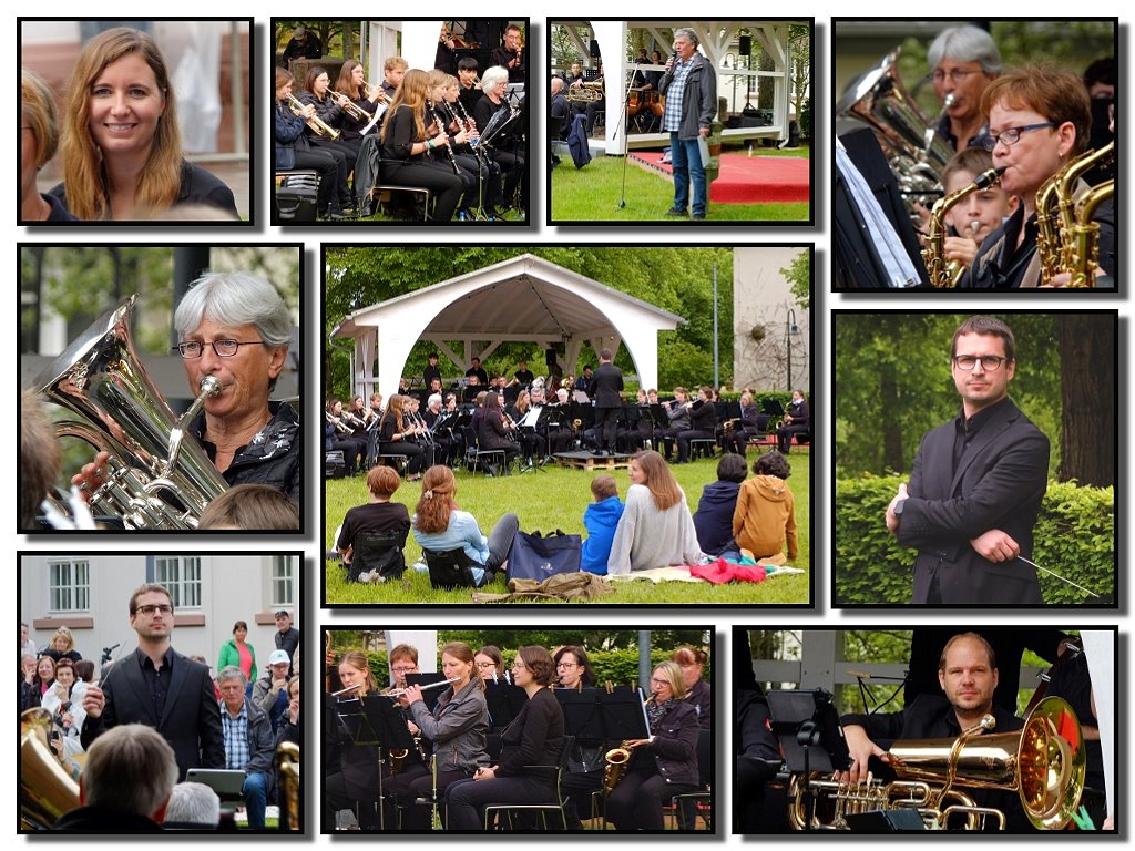 Picknick-Konzert der Musikkapelle Lengfurt auf die Wiese neben den Festsaal des Bezirkskrankenhaus Lohr