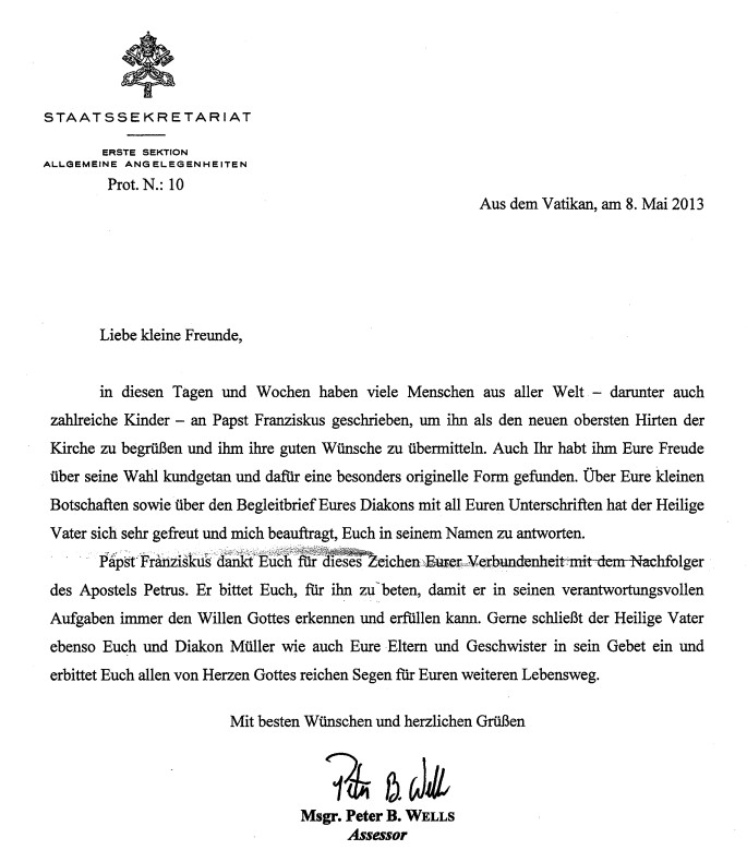 Post von Papst Franziskus aus Rom