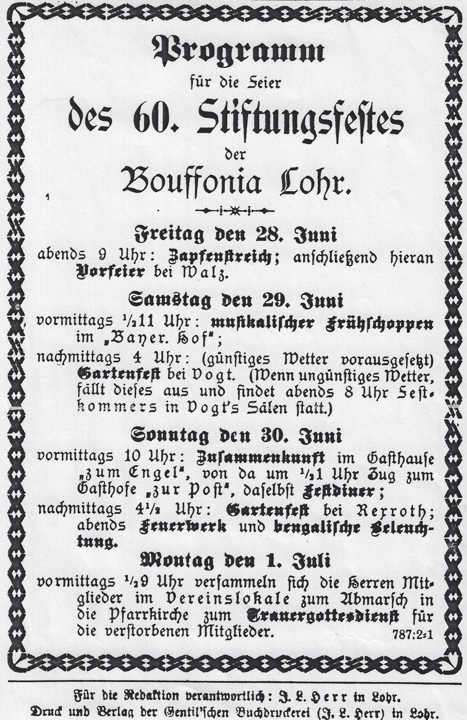 Inserat im Lohrer Anzeiger am. 26.6.1907