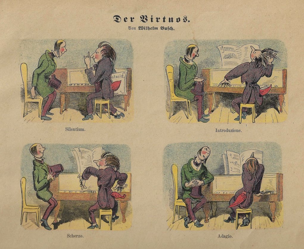 „Der Virtuos“, Mnchner Bilderbogen Nr. 465, Teilansicht, aus dem Jahr 1867; (Repro von Eduard Stenger)