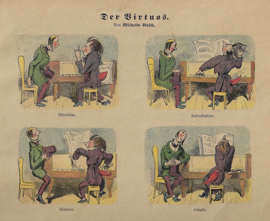 „Der Virtuos“, Mnchner Bilderbogen Nr. 465, Teilansicht, aus dem Jahr 1867; (Repro von Eduard Stenger)