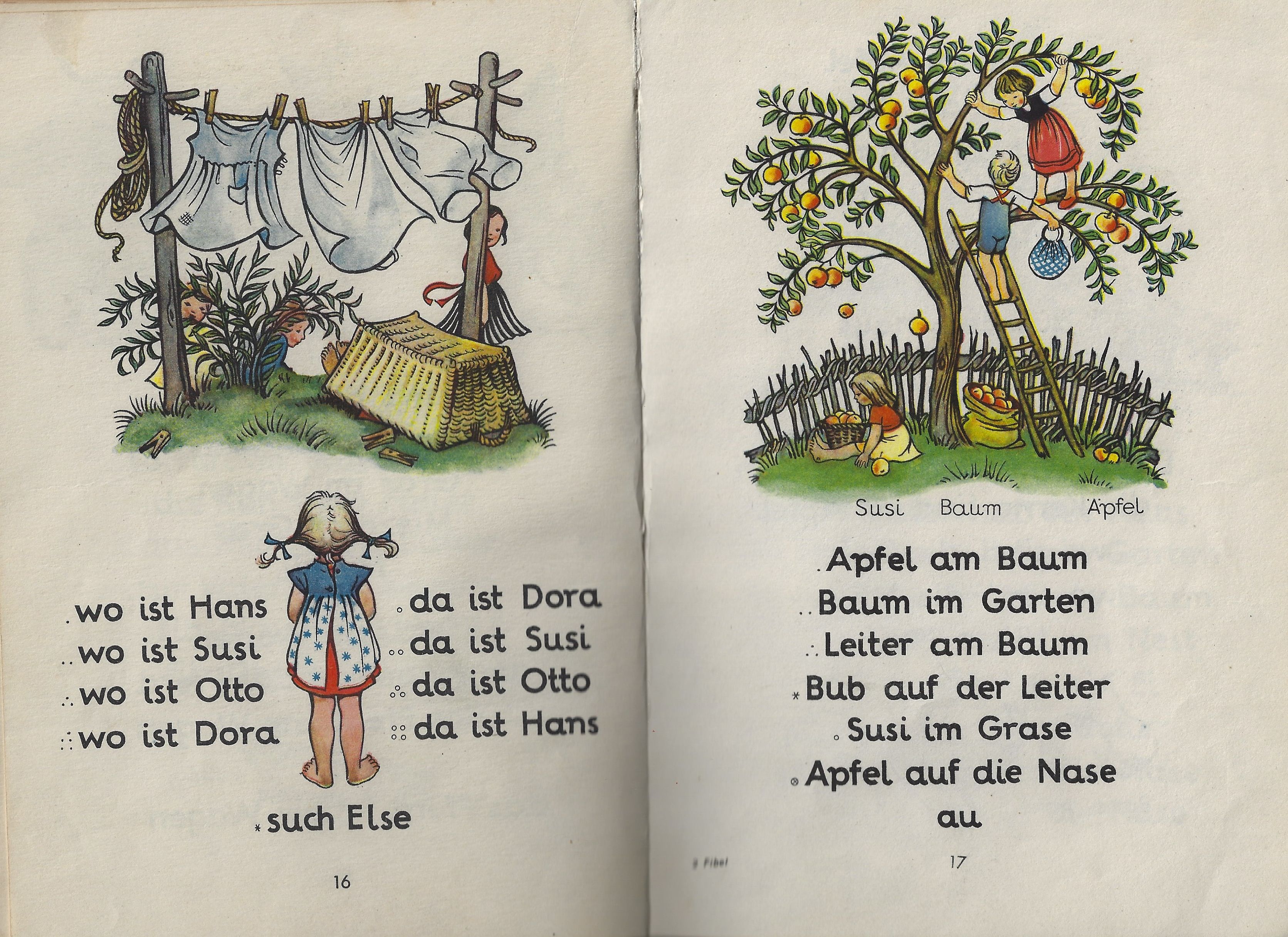 Doppelseiten aus der Fibel Mein erstes Buch, von Hans Br�ckl, Bayerischer Schulbuch Verlag und Oldenbourg Verlag, M�nchen, 1948