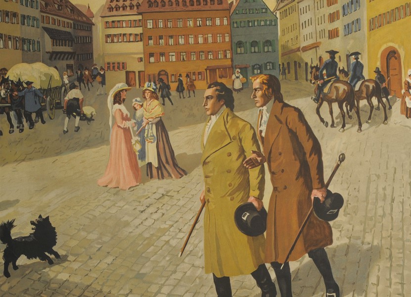 „Goethe und Schiller in Jena“; Schulwandbild 1948