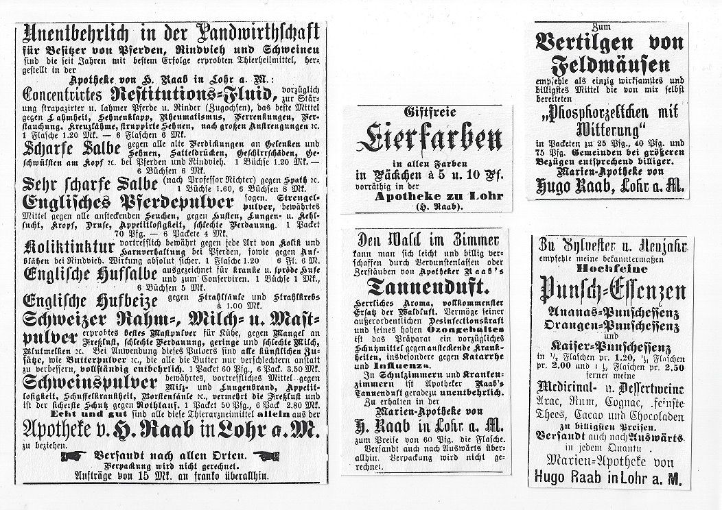 Inserate im Lohrer Anzeiger 1893