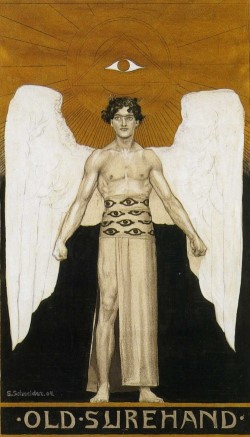 Buch-Titel-Illustrationen von dem Maler Sascha Schneider aus den Jahren 1903 und 1904 fr die bis heute beibehaltene „grne“ Reihe des Karl-May-Verlages (Abdruck mit freundlicher Genehmigung des Karl-May-Verlages Bamberg)