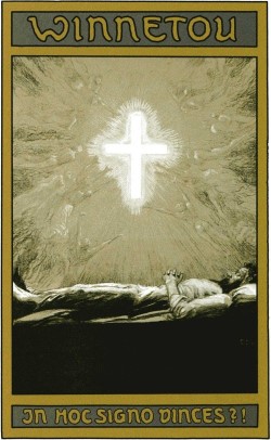 Buch-Titel-Illustrationen von dem Maler Sascha Schneider aus den Jahren 1903 und 1904 fr die bis heute beibehaltene „grne“ Reihe des Karl-May-Verlages (Abdruck mit freundlicher Genehmigung des Karl-May-Verlages Bamberg)