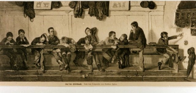 Auf der „Eselsbank“; Holzstich um 1880