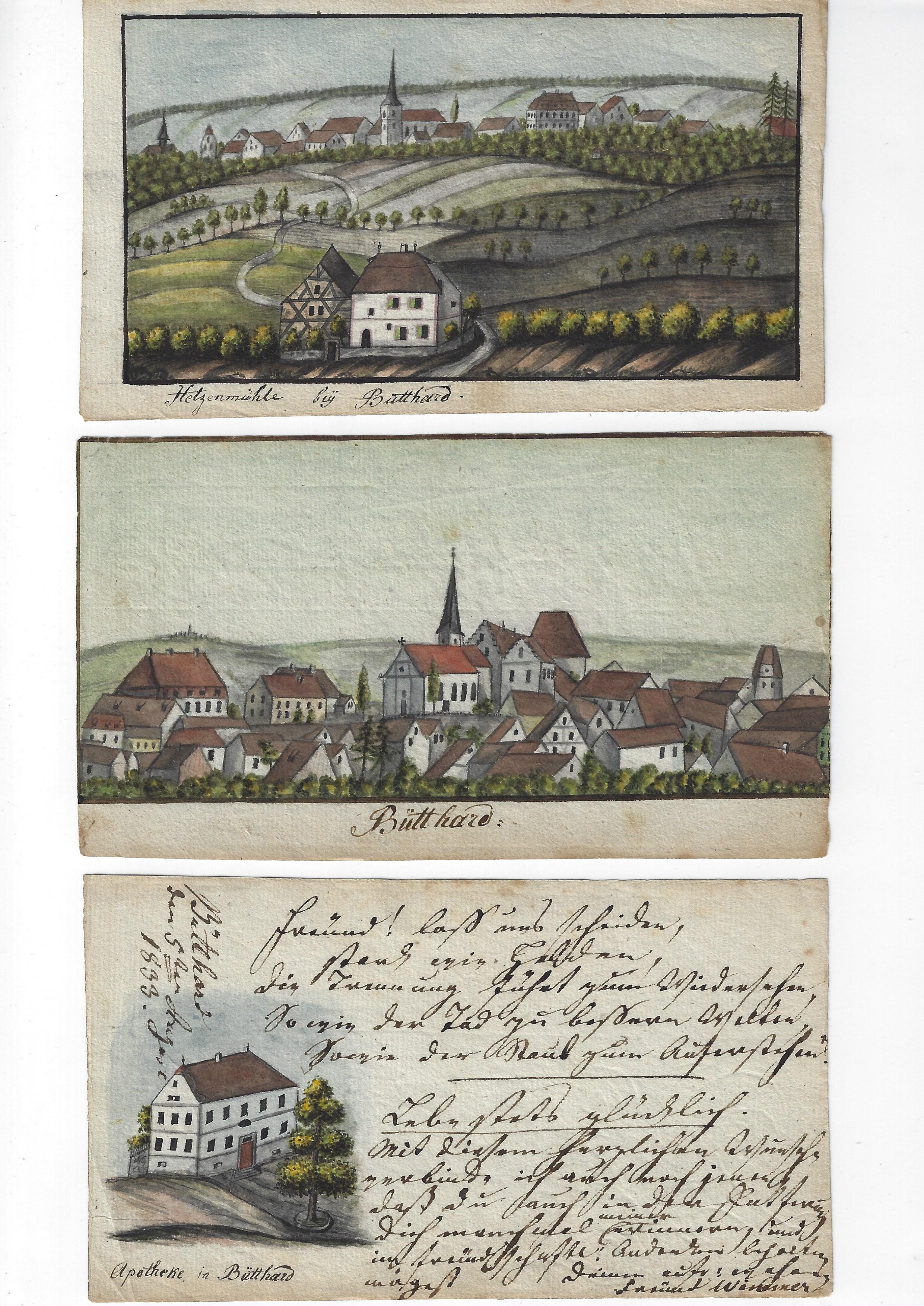 1. „Hetezen Mhle bey Btthard“, Text dazu datiert 1829
