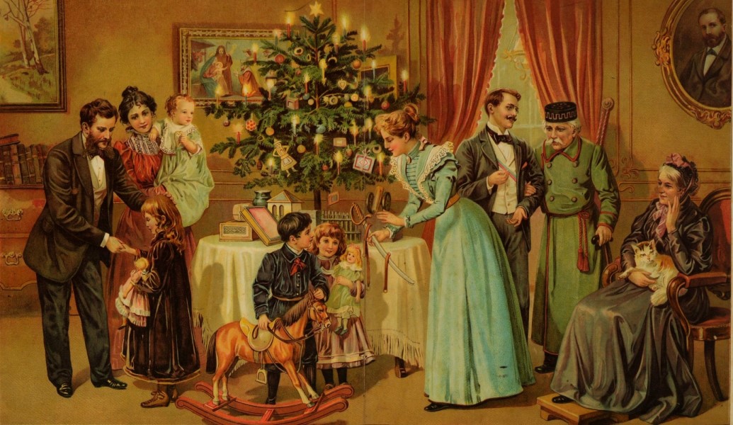 „Die Familie am Christbaum“; J. Staubs Bilderbuch, 1. Band, Verlag von Gebrder Knzli in Zrich 1905