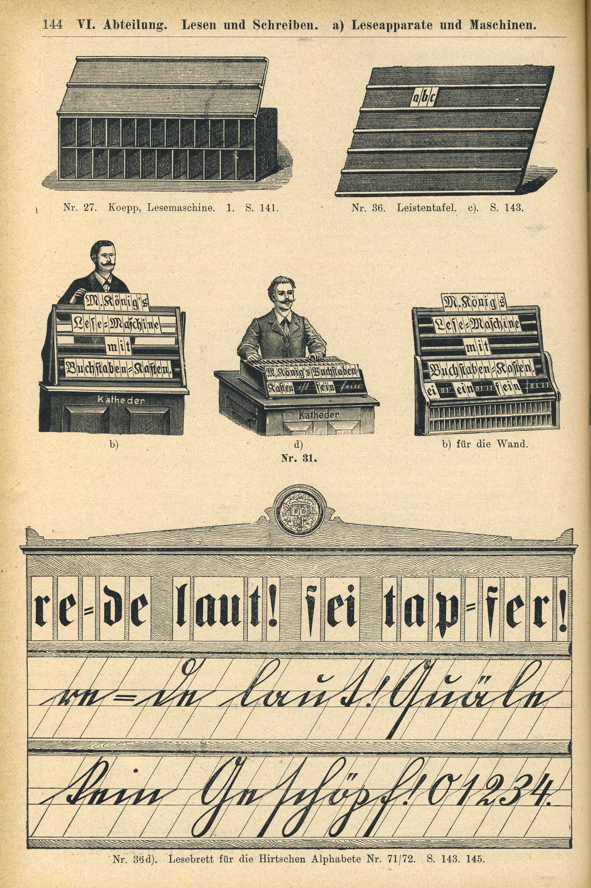 Seite aus dem Lehrmittelkatalog der Firma K. F. Koehler in Leipzig, 20. Ausgabe, Mrz 1911.