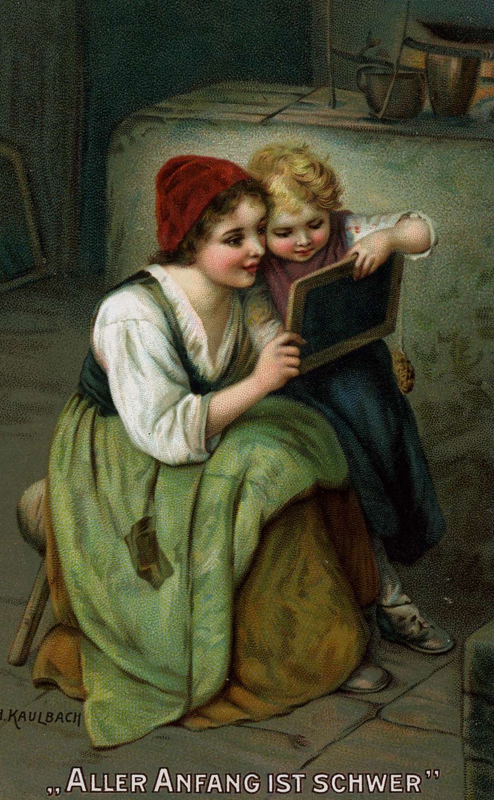 "Aller Anfang ist schwer", Postkarte um 1900. (Repro: Eduard Stenger)