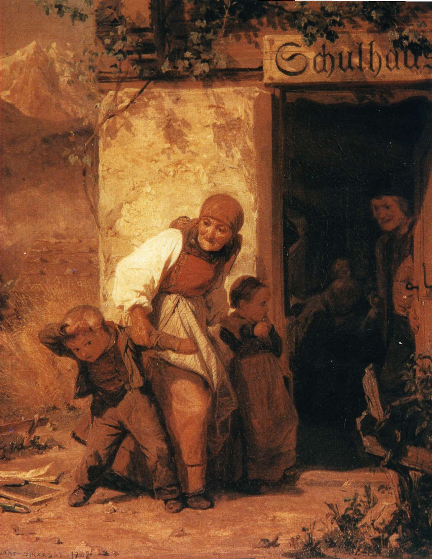 "Der erste Gang in die Schule"; im Jahr 1848 von Edouard Girardet gemalt.
