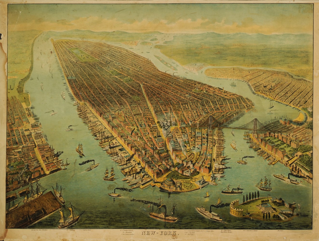 „NEW-YORK“, Schulwandbild um 1890
