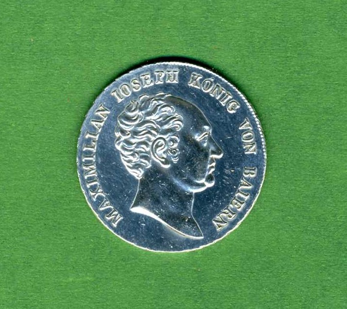 "LOHN DES FLEISSES", bayerischer Preistaler fr Schler, Text auf der Vorderseite: "MAXIMILIAN JOSEPH KNIG VON BAYERN". Dieser Preistaler wurde von 1808 bis 1837 verliehen.