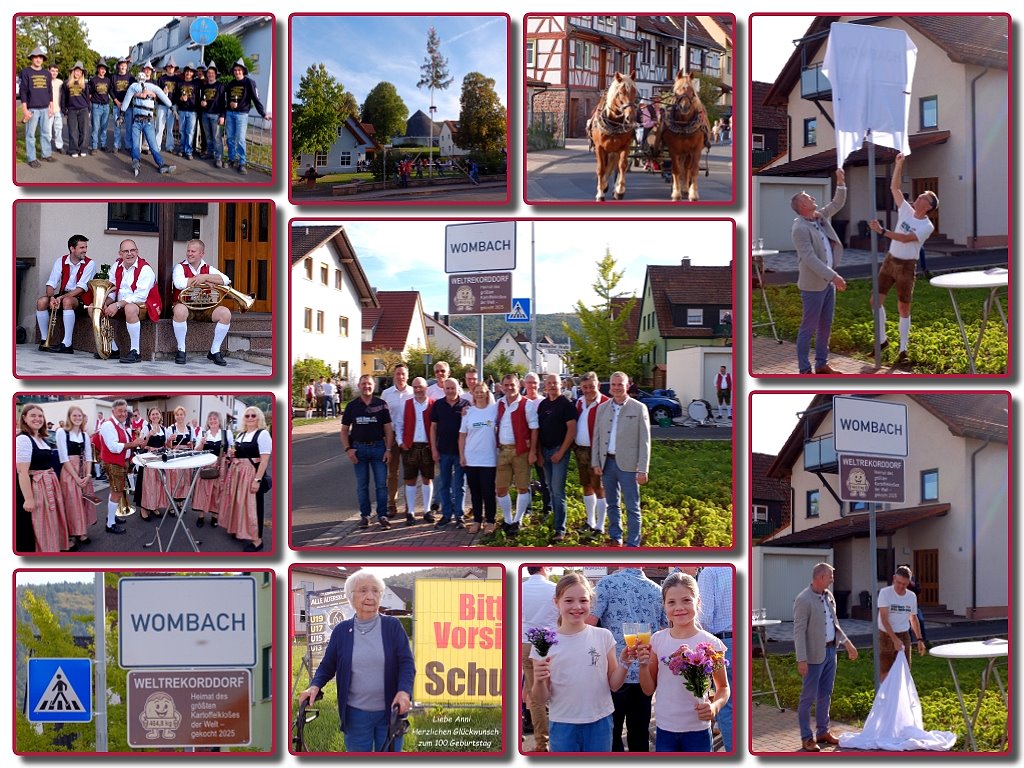 Kirb in Wombach und Aufstellung des Neuen Ortsschildes im Weltrekorddorf